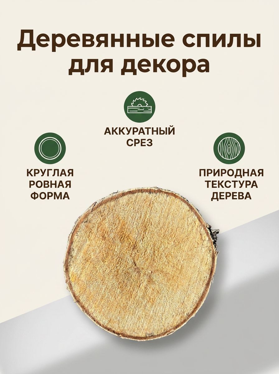 Спил берёзы для декора, d 20–30 см - фото | ПроЛес